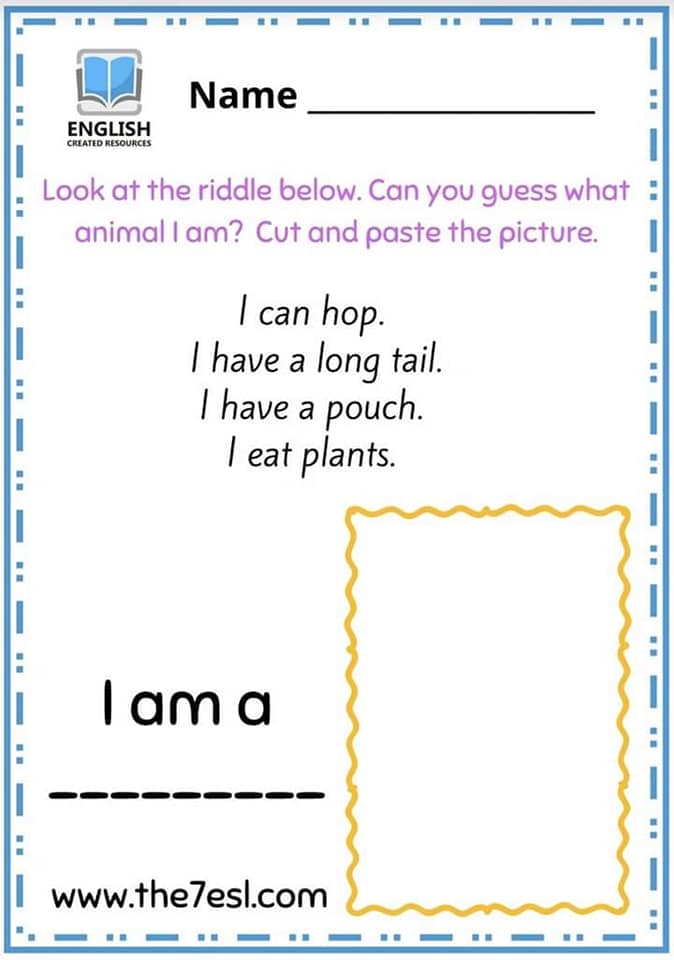 Animal Riddles ( Cut and Paste )